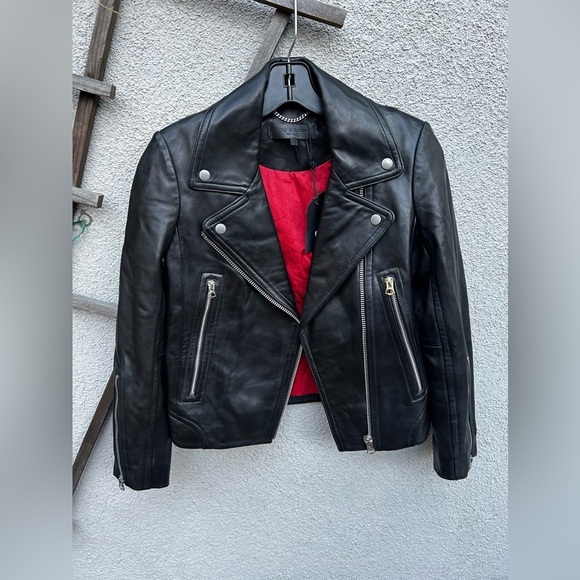 Rag & Bone Mack Lamb Leather Moto Jacket In Black New with Tags! - Picture 7 of 13